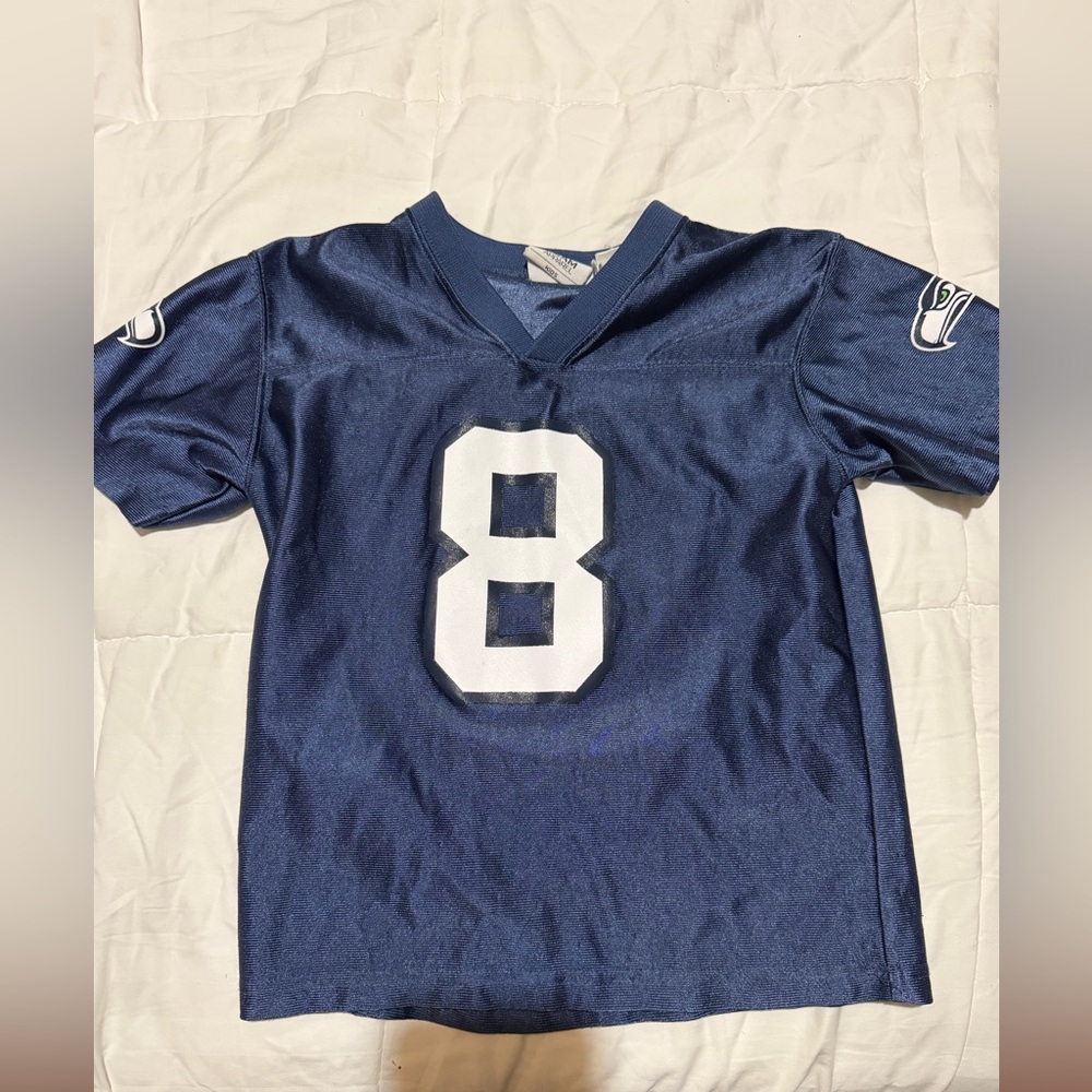 NFL Kids Navy Blue Jersey with Number 8-Seahawks